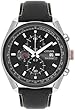 Citizen Men's Eco Drive Watch with Black Dial Analogue Display and Black Leather Strap (CA0369-29E)