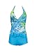 Marina West Women's Tankini Boyshorts Swimsuit, Turquoise Tropical Print, Halter Two Piece