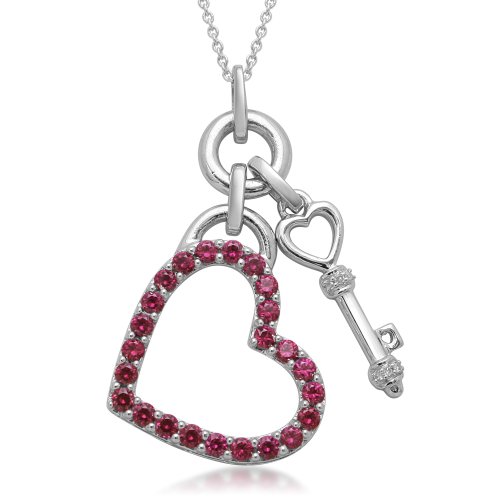 Sterling Silver with Round Created Ruby Heart and Key Diamond Pendant Necklace, 18" only $49.99 Shipped Free! 41VfFrlK8IL Sterling Silver with Round Created Ruby Heart and Key Diamond Pendant Necklace, 18" only $49.99 Shipped Free!