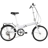 20" Lightweight Aluminum Folding Bike Foldable Bicycle, Rack and Fenders