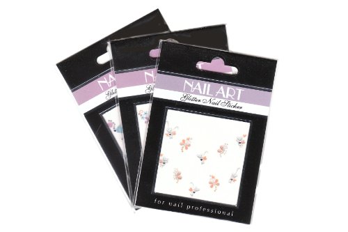 Nail Art Sticker / selbstklebend mit Strasssteinchen - W&auml;hlen Sie aus 12 B&ouml;gen ! - Glitter Preisvergleich
