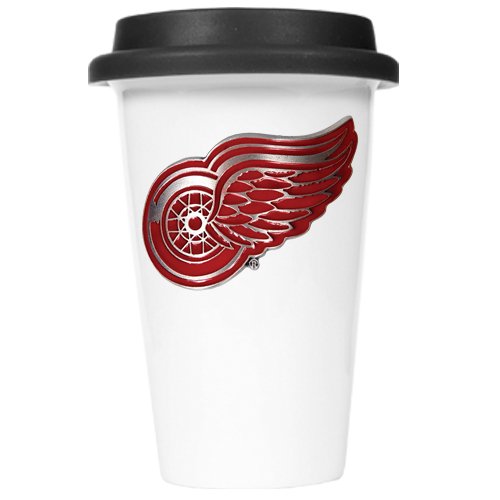 Sports NHL REDWINGS 12oz Double Wall Tumbler with Silicone Lid/White/Black