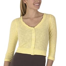 Juniors' Xhilaration� Slub 3/4-Sleeve Cardigan - Yellow