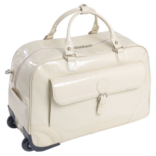 Siamod 35637 Magenta Italian Leather Wheeled Ladies Duffel Bag (Sand)