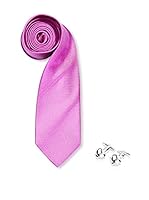 SILVIO SILVANI Pack Tirantes Lisos Negros + Corbata Rosa + Gemelos Clasicos De Nudo