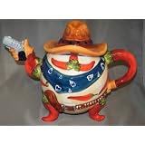CHILI pepper Southwestern SOMBRERO tea pot TEAPOT NEW by Rich