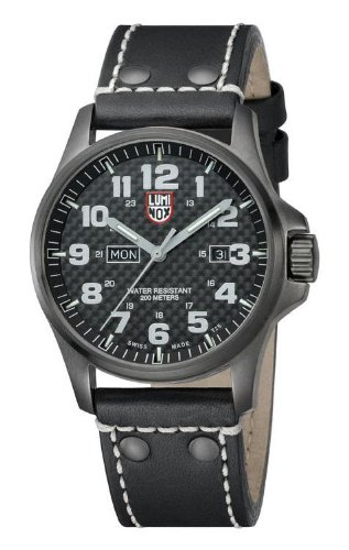 Men's Black Textured Dial Black Genuine Leather