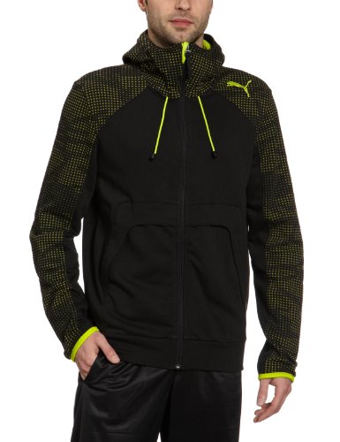 PUMA Herren Kapuzenjacke Tech, black-lime punch, XXL, 819328 01