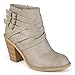 Journee Collection Women's Multi Strap Ankle Boots Closed Toe Zip Up Booties with Buckles