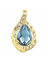 10K Yellow Gold Pear Cut Aquamarine and Diamond Pendant -- LIFETIME WARRANTY