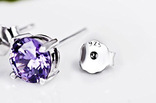 Carat Lovers Purple Diamongd Studded Women Fashion Four Claws Gorgeous Earring Stud (Purple, Womens)