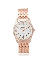 Brinley Co. Womens Basketweave Metal Link Watch