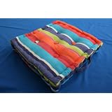Cotton Floor Cushion Multi Coloured Stripes 40 x 40cm