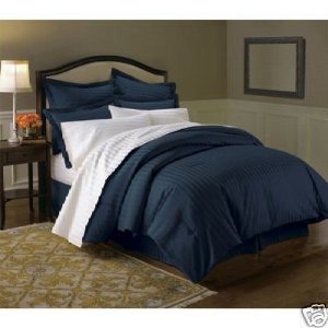 Wrinkle-Free Damask Stripes Navy Full/Queen 3 PC Duvet Cover set By Royal Hotel Collection, 95 GSM, 100% Microfiber Wrinkle-Free Damask Stripes Navy Full/Queen 3 PC Duvet Cover set By Royal Hotel Collection, 95 GSM, 100% Microfiber