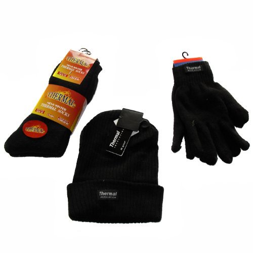 3 Pairs thermal socks.insulated hat and gloves