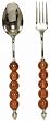 Decorative Salad Server with Honey Yellow Glass Bead Handles