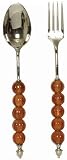 Decorative Salad Server with Honey Yellow Glass Bead Handles