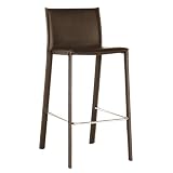 Baxton Furniture Studios 39-1/2-Inch-Tall Leather Barstool, Set of 2, Espresso Brown
