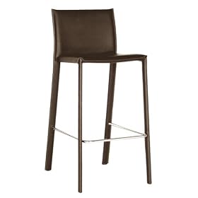 Baxton Studio 39-1 2-Inch-Tall Leather Barstool, Set of 2, Espresso Brown by Baxton Studio