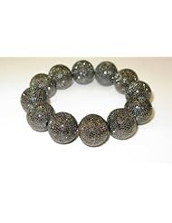 16mm 14kt Solid Gold Diamond Beaded Cord Bracelet Wedding Party Jewelry