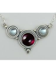 Sterling Necklace Garnet and Blue Topaz When You Need Just a Little Bit of Color, Made in America