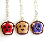 Handmade Peanut Butter, Strawberry Jelly & Grape Jelly Three-Way Best Friend Necklaces