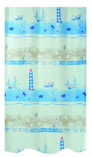 Imperial Spirella Duschvorhang, Polyester, 240&nbsp;x&nbsp;200&nbsp;cm, blau/wei&szlig;/beige