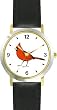 Cardinal Bird Animal - WATCHBUDDY&reg; DELUXE TWO-TONE THEME WATCH - Arabic Numbers - Black Leather Strap-Size-Women's Size-Small