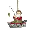 Santa in a Beaded Fishing Boat Christmas Ornament
