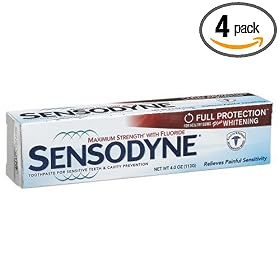 Sensodyne Toothpaste for Sensitive Teeth and Cavity Prevention, Maximum Strength, Full Protection, 4-Ounce Tubes (Pack of 4)
