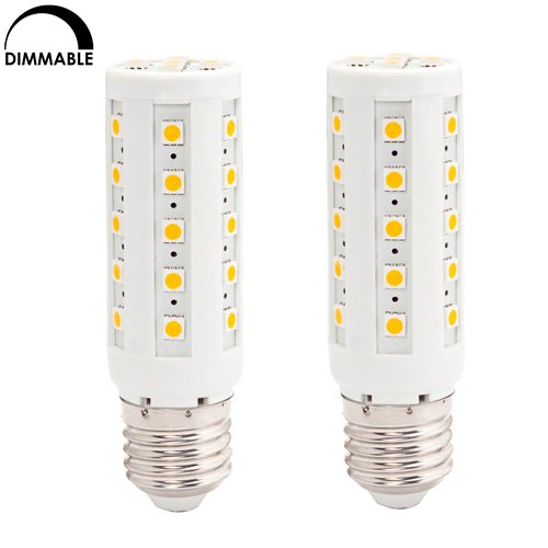 DIM-LCL35T-DW Dimmable T10 E26/E27 Tubular LED Incandescent Replacement Lamp, 7W, 60W Equal, Daylight White 5000K, 2-Pack