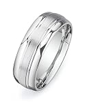 14ct White Gold Custom Made 75 Mm Comfort Fit Dome Wedding Band W Brushed Satin Center Size Z4