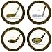 Hindostone Set of Four Antique Golf Clubs Stone Coasters