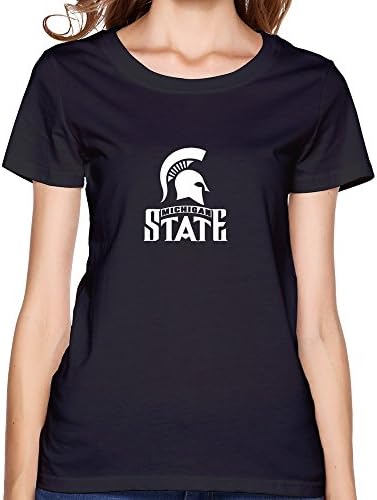 Kuangshi Women's Michigan State University O-neck T-shirts L Black