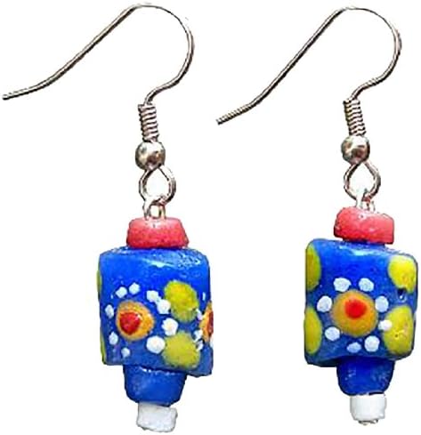 Fair Trade "Sister-Heart" Recycled Glass Beads Bracelet or Earrings (New Day Earrings - Coral)