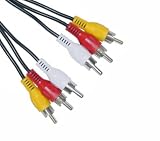 RCA Male Plug to Plug - Audio Video AV 3xPhono Composite Black TV 1 Metre Cable Lead - 1m / 3.3ft - Gold Plated Connectors