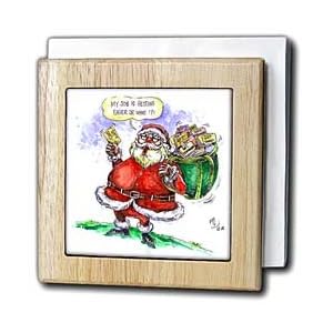 VAL Cartoon about Gift Card Giving for Christmas - 6 Inch Tile Napkin Holder by 