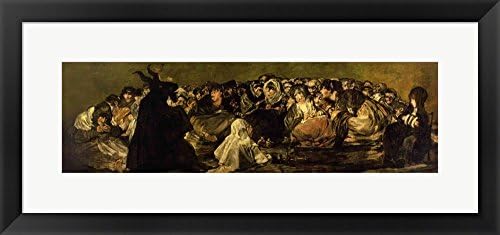 The Witches' Sabbath by Francisco De Goya Framed Art Print Wall Picture, Black Frame with Hanging Cleat, 28 x 13 inches