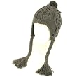 Ladies Winter Pompom Cable Knit Trooper Trapper Braid Tassel Ski Snow Hat Gray