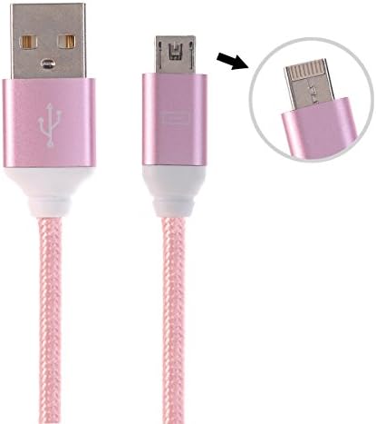 iPhone and Samsung 2in1 Cable,Samki PowerLine+Lightning Cable for iOS and Android,(3ft) Durable, Fast Charging and Data Transfer Cable [Kevlar Fiber &amp; Double Braided Nylon] for More Cellphone(rose)