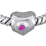 Pugster Silver Tone Triangle With Purple Crystals European Beads Bracelet