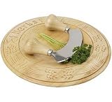 T&G heritage range curved board in hand carved hevea with mezzaluna.10303.