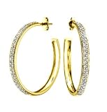 Search : 14 Karat Yellow Gold Diamond Pave Hoop Fashion Earring