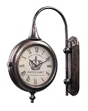 Sterling Home Bronze Metal Double Sided Train Station Style Chateau Wall Clock