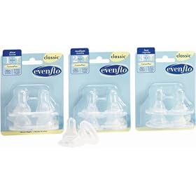 Click here to buy Classic Silicone Medium Flow Nipple - 4 per pack by Evenflo.
