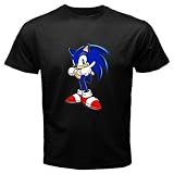Black T-Shirt of Sonic the Hedgehog showing Okay Sign