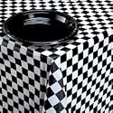 Black and White Checker Plastic Banquet Tablecloth 54" x 108"