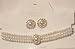Three Strand Simulated White Pearl Short Chain Choker Necklace with Crystals Studded ...