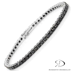 Roberto Demeglio 18K White Gold 6.21 CTW Color Black Opaque Diamond Women Bracelet. Length 7 in. Total Item weight 8.4 g.