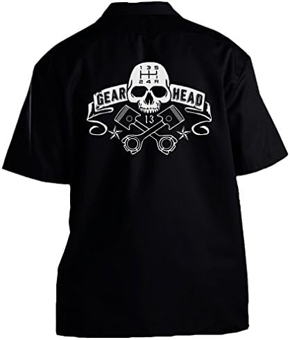 GearHead Alley Banner with Skull Pistons 13 Work Shirt X-Large Black